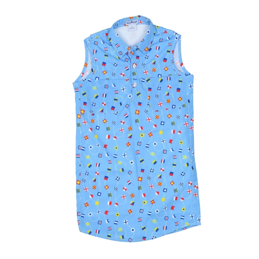 Blue Quail Girl Sleeveless Nautical Flags Dress